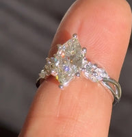 10K WHITE GOLD 2.37 CARAT CERTIFIED LAB GROWN DIAMONDS MARQUISE RING