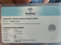 2.18 CARAT CERTIFIED LAB GROWN DIAMONDS STERLING SILVER GOLD PLATED RING