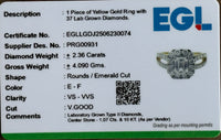 10K YELLOW GOLD 2.44 CARAT CERTIFIED LAB GROWN DIAMONDS EMERALD CUT RING