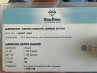 1.04 CARAT STERLING SILVER GOLD PLATED 8 MM CERTIFIED LAB GROWN DIAMONDS STUDS EARRINGS