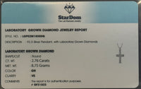 2.76 CARAT CERTIFIED LAB GROWN DIAMONDS STERLING SILVER GOLD PLATED 2 INCHES CROSS PENDANT