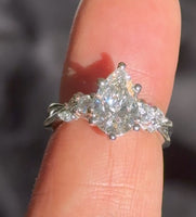 10K WHITE GOLD 2.36 CARAT CERTIFIED LAB GROWN DIAMONDS PEAR RING