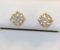 10K YELLOW GOLD 1.60 CARAT 7 MM LAB GROWN DIAMONDS STUDS EARRINGS