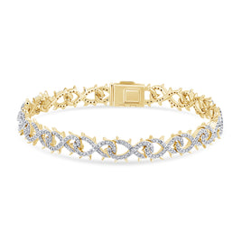 10K YELLOW GOLD 2.75 CARAT REAL DIAMONDS 8.50 INCHES 9 MM 24.04 GRAM GOLD BRACELET