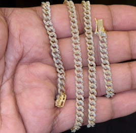 10K YELLOW GOLD 3.25 CARAT REAL DIAMOND 5MM 20 INCHES 28.50 GRAM GOLD CUBAN LINK CHAIN NECKLACE