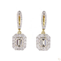 14K YELLOW GOLD 2.66 CARAT EMERALD CERTIFIED LAB GROWN DIAMONDS STUDS EARRINGS HOOPS