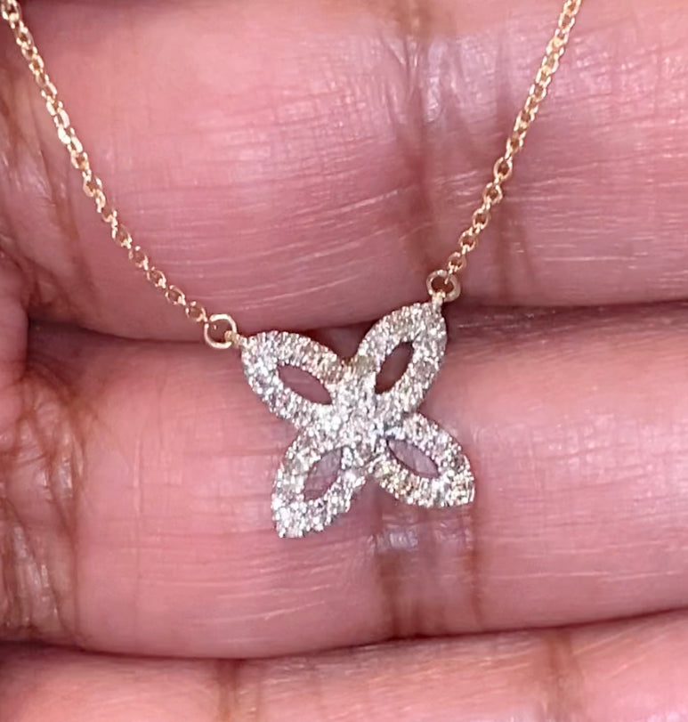 10K YELLOW GOLD .40 CARAT REAL DIAMOND PENDANT NECKLACE WITH GOLD CHAIN