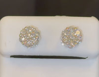 .98 CARAT STERLING SILVER 7.5 MM CERTIFIED LAB GROWN DIAMONDS STUDS EARRINGS