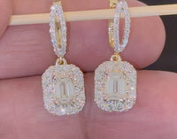 14K YELLOW GOLD 2.66 CARAT EMERALD CERTIFIED LAB GROWN DIAMONDS STUDS EARRINGS HOOPS