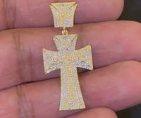 10K YELLOW GOLD .50 CARAT 1.50 INCHES NATURAL DIAMOND CROSS PENDANT CHARM