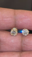 10K YELLOW GOLD 1.60 CARAT 7 MM LAB GROWN DIAMONDS STUDS EARRINGS