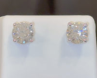 10K WHITE GOLD 4.14 CARAT 9 MM CERTIFIED LAB GROWN DIAMONDS STUDS EARRINGS