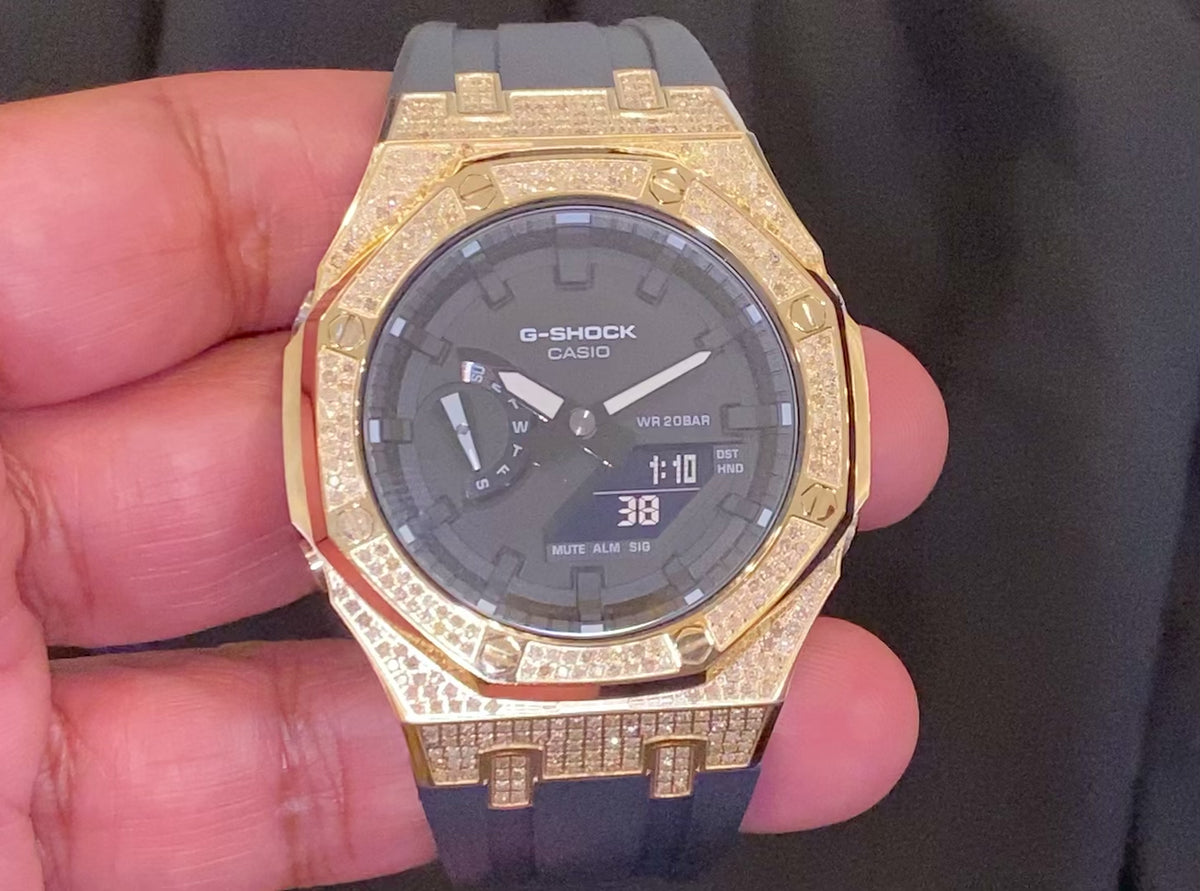 2 CARAT REAL DIAMOND STAINLESS STEEL 44 MM CASIO G-SHOCK WATCH