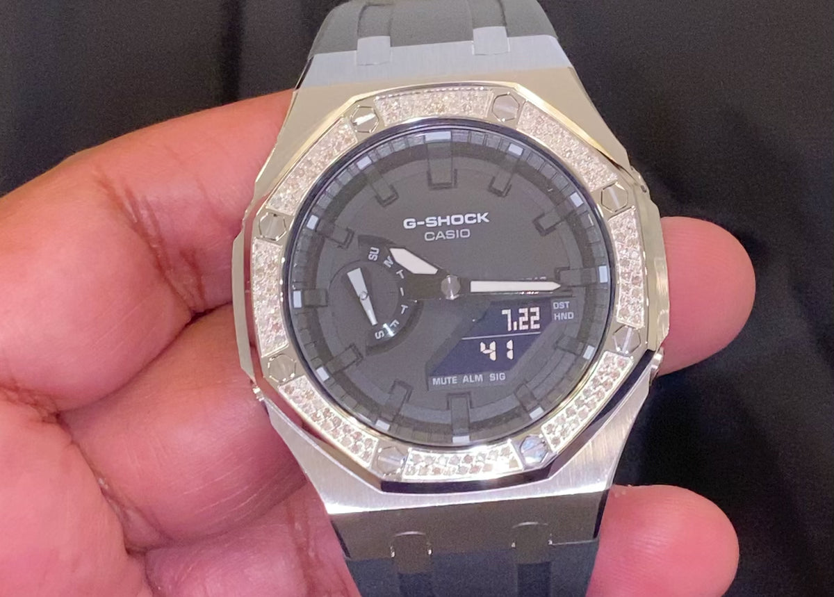 1 CARAT REAL DIAMOND STAINLESS STEEL 44 MM CASIO G-SHOCK WATCH