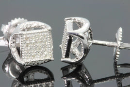 .15 CARAT STERLING SILVER RHODIUM PLATED MENS WOMENS 5 mm 100% REAL DIAMONDS EARRINGS STUDS