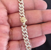 10K YELLOW GOLD 6.50 CARAT REAL DIAMOND 16.10 GRAMS 8 MM 8.50 INCHES CUBAN LINK BRACELET