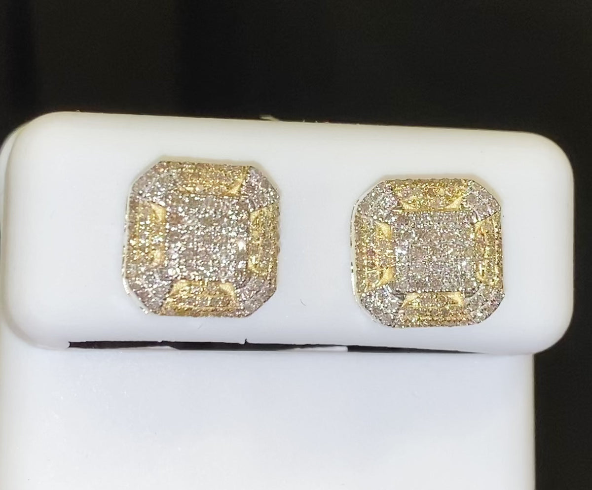 10K YELLOW GOLD .50 CARAT 10 MM 100% GENUINE DIAMONDS MENS/WOMENS EARRING STUDS