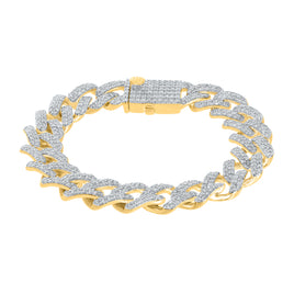 10K YELLOW GOLD 12.50 CARAT REAL DIAMOND 62.59 GRAMS 15MM 8.50 INCHES CUBAN LINK BRACELET