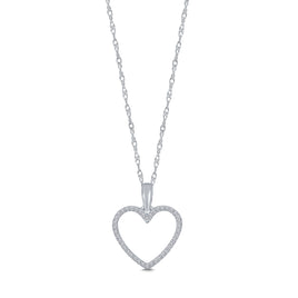 10K WHITE GOLD .15 CARAT REAL DIAMOND HEART PENDANT NECKLACE WITH WHITE GOLD CHAIN