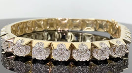 10K YELLOW WHITE GOLD 7 CARAT REAL DIAMOND 40.55 GRAMS 9 INCHES 10 MM BRACELET