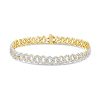 10K YELLOW GOLD 6.50 CARAT REAL DIAMOND 16.10 GRAMS 8 MM 8.50 INCHES CUBAN LINK BRACELET
