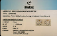 
              1.16 CARAT CERTIFIED LAB GROWN DIAMONDS 10 MM STERLING SILVER GOLD PLATED STUDS EARRINGS
            