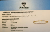 
              14K YELLOW GOLD 8.75 CARAT LAB GROWN DIAMONDS 7 INCHES 4 MM BRACELET
            