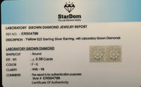 
              .56 CARAT CERTIFIED LAB GROWN DIAMONDS 7.5 MM STERLING SILVER GOLD PLATED STUDS EARRINGS
            