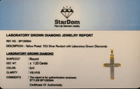 
              1.23 CARAT CERTIFIED LAB GROWN DIAMONDS STERLING SILVER GOLD PLATED 1.75 INCHES CROSS PENDANT
            