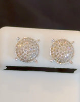 
              .50 CARAT NATURAL DIAMONDS STERLING SILVER 9 MM EARRINGS STUDS
            