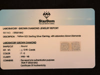 
              .46 CARAT CERTIFED LAB GROWN DIAMONDS STERLING SILVER GOLD PLATED 10 MM STUDS EARRINGS
            