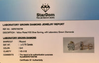 
              .75 CARAT CERTIFIED LAB GROWN DIAMONDS 8 MM STERLING SILVER GOLD PLATED STUDS EARRINGS
            