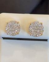 
              1.03 CARAT CERTIFED LAB GROWN DIAMONDS STERLING SILVER GOLD PLATED 9 MM STUDS EARRINGS
            