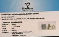 
              .57 CARAT CERTIFIED LAB GROWN DIAMONDS 9 MM STERLING SILVER GOLD PLATED STUDS EARRINGS
            