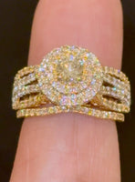 
              14K YELLOW GOLD 2.25 CARAT NATURAL DIAMOND .55 CARAT SOLITAIRE ENGAGEMENT RING WEDDING BAND BRIDAL SET
            