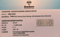 
              .90 CARAT CERTIFIED LAB GROWN DIAMONDS 7 MM STERLING SILVER GOLD PLATED STUDS EARRINGS
            