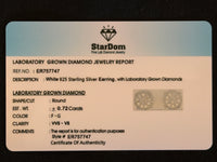 
              .72 CARAT CERTIFED LAB GROWN DIAMONDS STERLING SILVER 9 MM STUDS EARRINGS
            