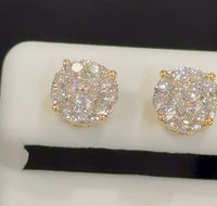 
              .76 CARAT STERLING SILVER GOLD PLATED 9 MM CERTIFIED LAB GROWN DIAMONDS STUDS EARRINGS
            