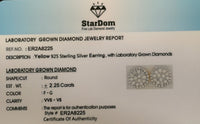 
              2.25 CARAT CERTIFIED LAB GROWN DIAMONDS 14 MM STERLING SILVER GOLD PLATED STUDS EARRINGS
            