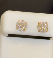 
              .56 CARAT STERLING SILVER GOLD PLATED 6 MM CERTIFIED LAB GROWN DIAMONDS STUDS EARRINGS
            