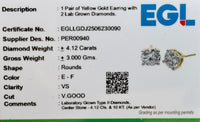 
              10K YELLOW GOLD 4.14 CARAT 9 MM CERTIFIED LAB GROWN DIAMONDS STUDS EARRINGS
            