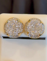 
              1.63 CARAT CERTIFED LAB GROWN DIAMONDS STERLING SILVER GOLD PLATED 12 MM STUDS EARRINGS
            