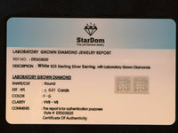 
              .51 CARAT CERTIFED LAB GROWN DIAMONDS STERLING SILVER 6.5 MM STUDS EARRINGS
            