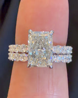 
              14K WHITE GOLD 5 CARAT CERTIFIED LAB GROWN DIAMONDS ENGAGEMENT RING WEDDING BAND BRIDAL SET
            