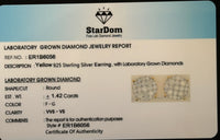
              1.42 CARAT CERTIFIED LAB GROWN DIAMONDS 10 MM STERLING SILVER GOLD PLATED STUDS EARRINGS
            
