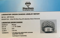 
              1.76 CARAT CERTIFIED LAB GROWN DIAMONDS STERLING SILVER RHODIUM PLATED RING
            