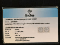 
              .33 CARAT CERTIFED LAB GROWN DIAMONDS STERLING SILVER GOLD PLATED 7 MM STUDS EARRINGS
            