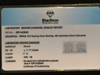 
              1.11 CARAT CERTIFED LAB GROWN DIAMONDS STERLING SILVER 9 MM STUDS EARRINGS
            