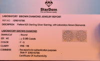 
              .96 CARAT STERLING SILVER GOLD PLATED 10 MM CERTIFIED LAB GROWN DIAMONDS STUDS EARRINGS
            