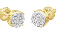 
              .15 CARAT REAL DIAMONDS STERLING SILVER YELLOW GOLD PLATED WOMENS 6 MM EARRINGS STUDS
            